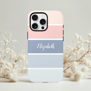 セレナスキーズダスティブルーブラッシュストライプスパーソナル iPhone XS MAXケース