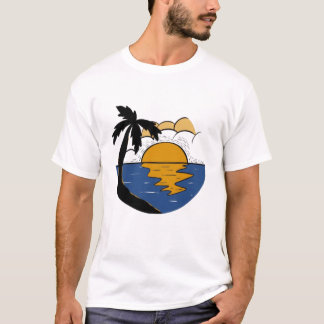 セレナチュアネイチャーエスケープTシャツ - 太陽、木、川 M Tシャツ