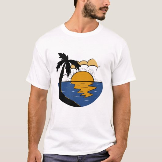 セレナチュアネイチャーエスケープTシャツ - 太陽、木、川 M Tシャツ (正面)