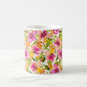 セレナピンクとイエローウォーターのカラーフローラ コーヒーマグカップ (中央)