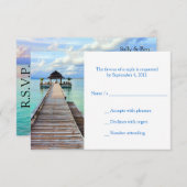 セレナーデの突堤のビーチ結婚式RSVP 出欠カード (正面/裏面)