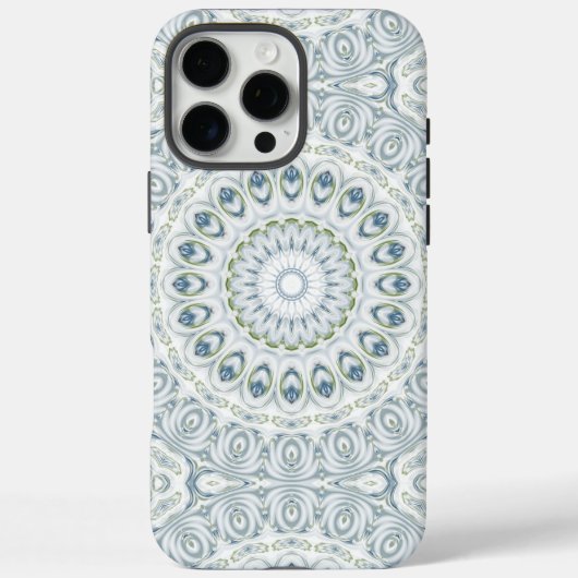 セレナーブルーとグリーンの曼荼羅パターン・デザイン Case-Mate iPhoneケース (裏面)