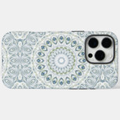 セレナーブルーとグリーンの曼荼羅パターン・デザイン Case-Mate iPhoneケース (裏面 (横))
