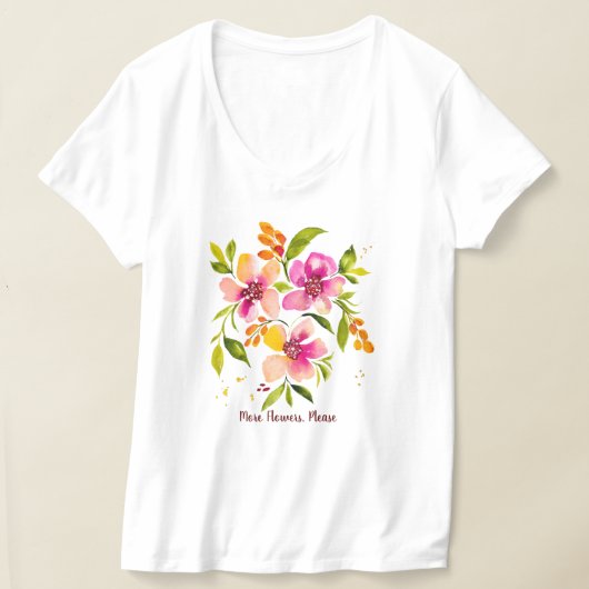 セレナ - もっとお花を、水彩画フラワーアート Tシャツ (レイダウン)