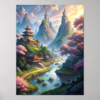 セレニティのウィスパー：古代の中国の風景 ポスター