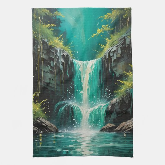 セレニティのカスケード キッチンタオル (縦)