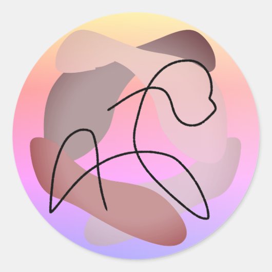 セレニティのシルエット：自由な馬の美しさ ラウンドシール (正面)