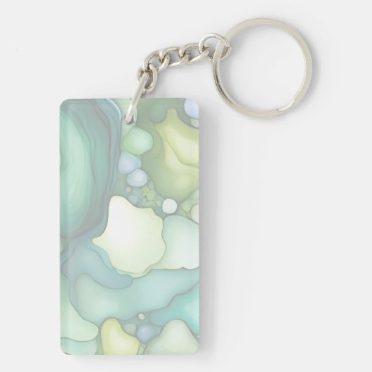 セレニティイングリーン抽象芸術フロー型枠 キーホルダー (裏面)