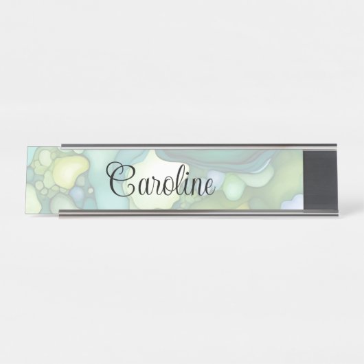 セレニティイングリーン抽象芸術フロー型枠 デスクネームプレート (正面)
