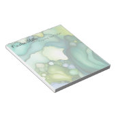 セレニティイングリーン抽象芸術フロー型枠 ノートパッド (アングル)