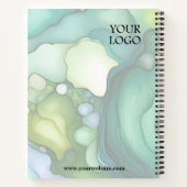 セレニティイングリーン抽象芸術フロー型枠 ノートブック (裏面)