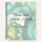 セレニティイングリーン抽象芸術フロー型枠 ノートブック (正面)