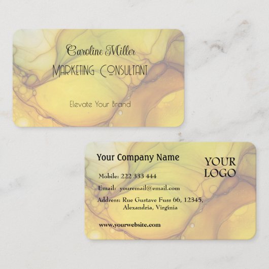 セレニティイングリーン抽象芸術フロー型枠 名刺 (正面/裏面)