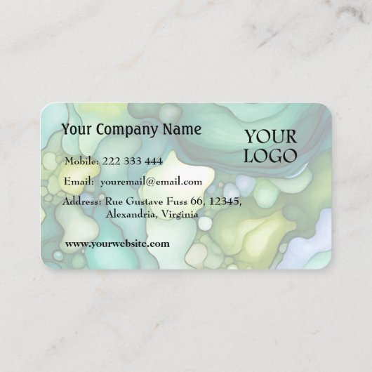 セレニティイングリーン抽象芸術フロー型枠 名刺 (裏面)