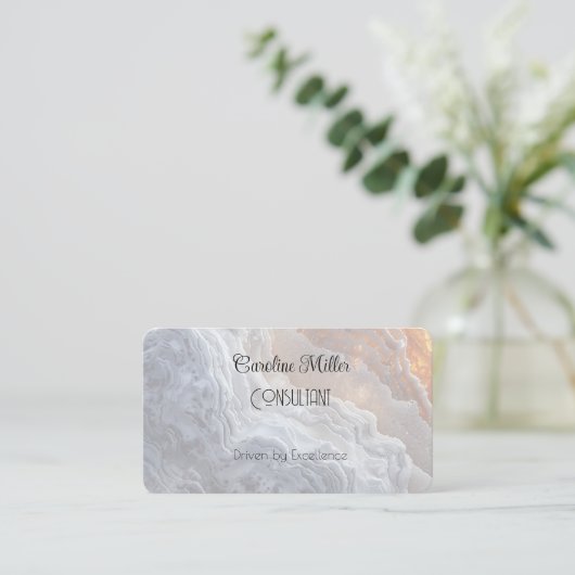 セレニティイングレー抽象芸術流れ型枠 名刺 (スタンド正面)