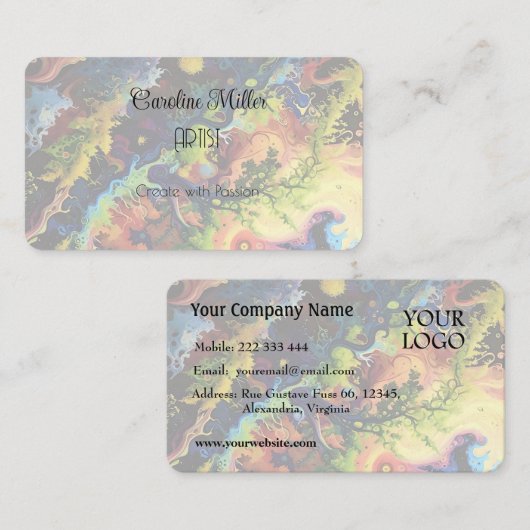 セレニティインブルー抽象芸術フローリング型枠 名刺 (正面/裏面)