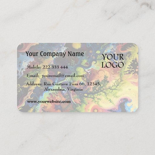 セレニティインブルー抽象芸術フローリング型枠 名刺 (裏面)