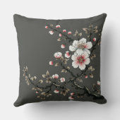 セレニティイン開花さくらんぼブロッサムブランチ（灰色） クッション (裏面)