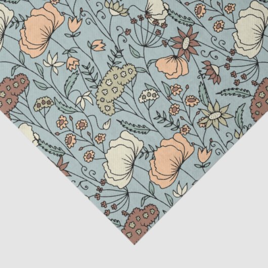 セレニティイン開花ティール(緑がかった色)ワイルドフラワーデクページ 薄葉紙 (詳細)