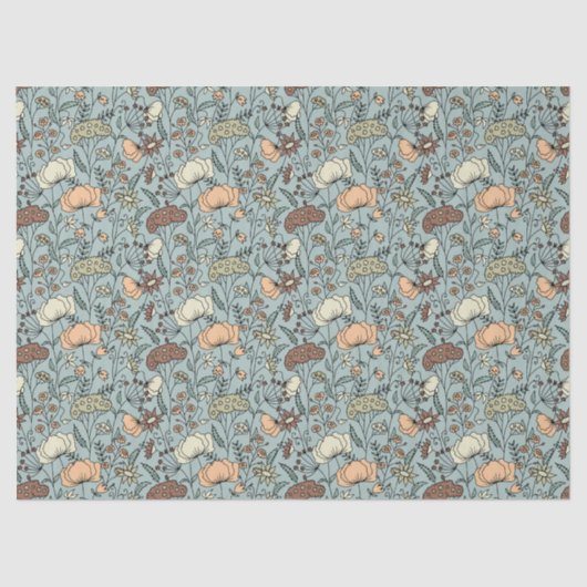 セレニティイン開花ティール(緑がかった色)ワイルドフラワーデクページ 薄葉紙 (正面)