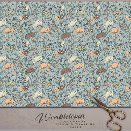 セレニティイン開花ティール(緑がかった色)ワイルドフラワーデクページ 薄葉紙