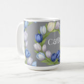 セレニティイン開花パステルチューリップフローラホームデコール コーヒーマグカップ (正面左)