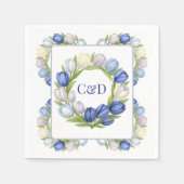 セレニティイン開花パステルチューリップフローラホームデコール スタンダードカクテルナプキン (正面)