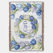 セレニティイン開花パステルチューリップフローラホームデコール スローブランケット (正面縦)