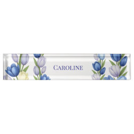 セレニティイン開花パステルチューリップフローラホームデコール デスクネームプレート