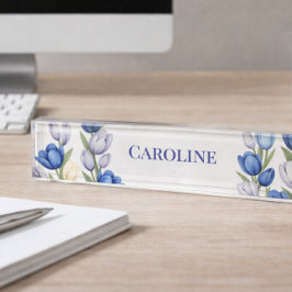 セレニティイン開花パステルチューリップフローラホームデコール デスクネームプレート