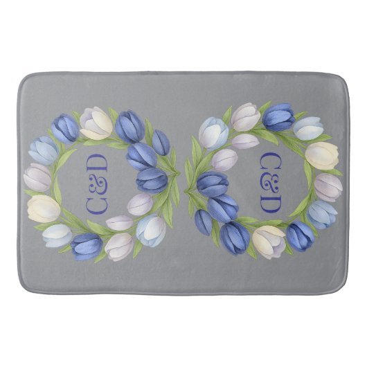 セレニティイン開花パステルチューリップフローラホームデコール バスマット (正面)