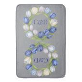 セレニティイン開花パステルチューリップフローラホームデコール バスマット (正面縦)