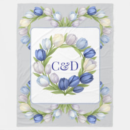 セレニティイン開花パステルチューリップフローラホームデコール フリースブランケット