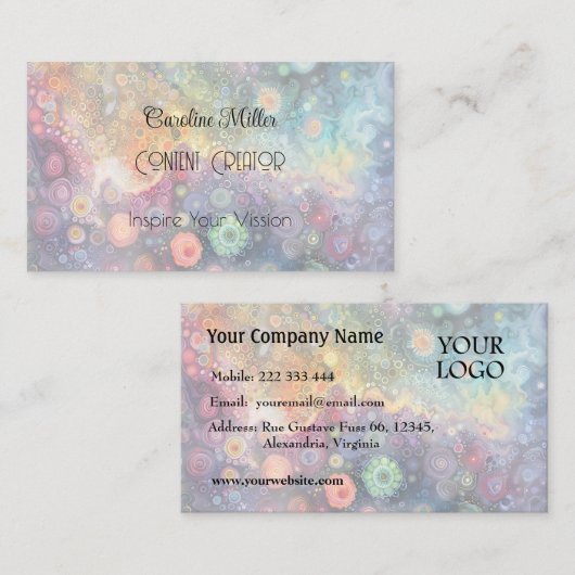 セレニティイ数々のンカラーパステルズコンテンツクリエーター 名刺 (正面/裏面)