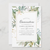 セレニティウォーターカラーグリーナリージオメトリックキンセアニラ 招待状 (正面)