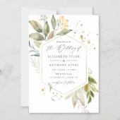 セレニティウォーターカラーグリーナリージオメトリック結婚ス マグネット招待状 (正面)