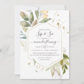 セレニティウォーターカラー緑のジオメトリックsipと参照 招待状 (正面)