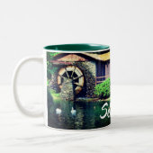 セレニティウォーターホイール感動的ワード ツートーンマグカップ (左)