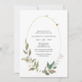 セレニティグリーナリージオメトリックブライダルシャワー 招待状 (正面)