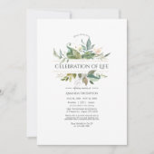 セレニティグリーナリー幾何学お祝いオブ・ライフ 招待状 (正面)