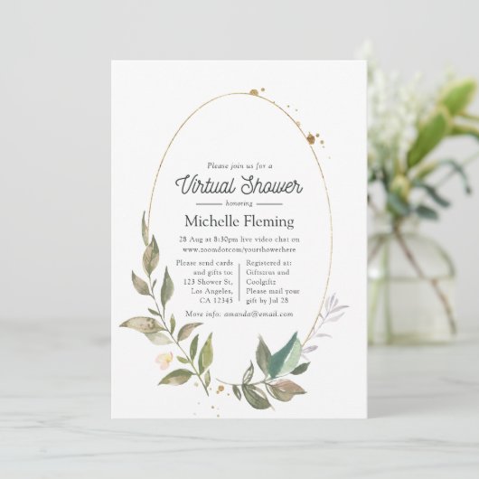 セレニティグリーナリー幾何学的バーチャルシャワー 招待状 (スタンド正面)