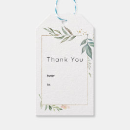 セレニティゴールドとグリーン幾何学ウェディング ギフトタグ