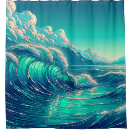 セレニティシースケープ海の抱擁 シャワーカーテン