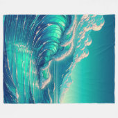 セレニティシースケープ海の抱擁 フリースブランケット (正面(横))