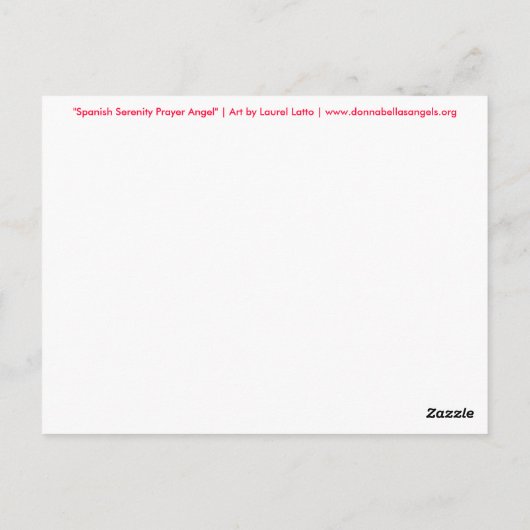 セレニティスペインの祈りの言葉エンジェルポストカード ポストカード (裏面)