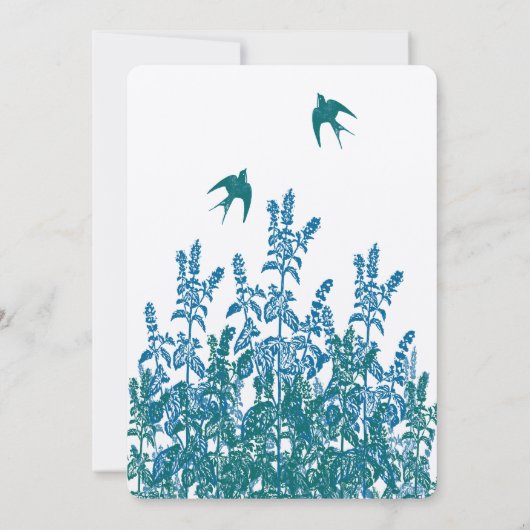 セレニティブルーとアクアフローラウェディング招待状 招待状 (裏面)