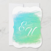 セレニティブルーとグリーンウォーター結婚カラー 招待状 (裏面)