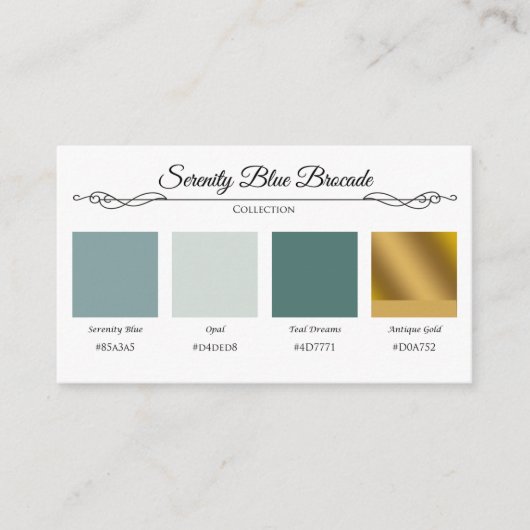 セレニティブルーブロケード金ゴールドレースカラースウォッチカード エンクロージャーカード (正面)