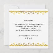 セレニティブルーブロケード金ゴールドレース結婚ズ サンキューカード (裏面)