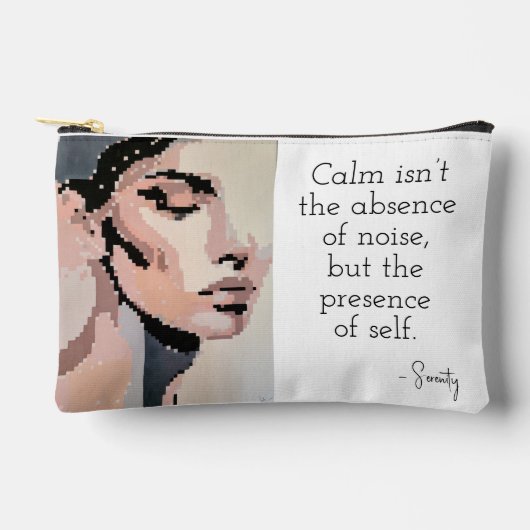 セレニティモダンニュートラルピクセルアートポートレート アクセサリーポーチ (正面)